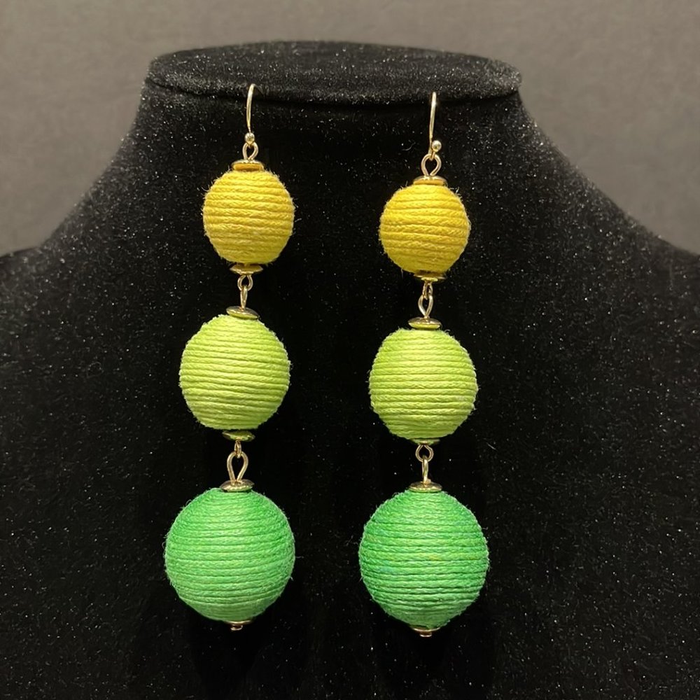 Colorful Tri-Level Gold Ball Earrings